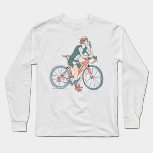 line art road bike rider Long Sleeve T-Shirt